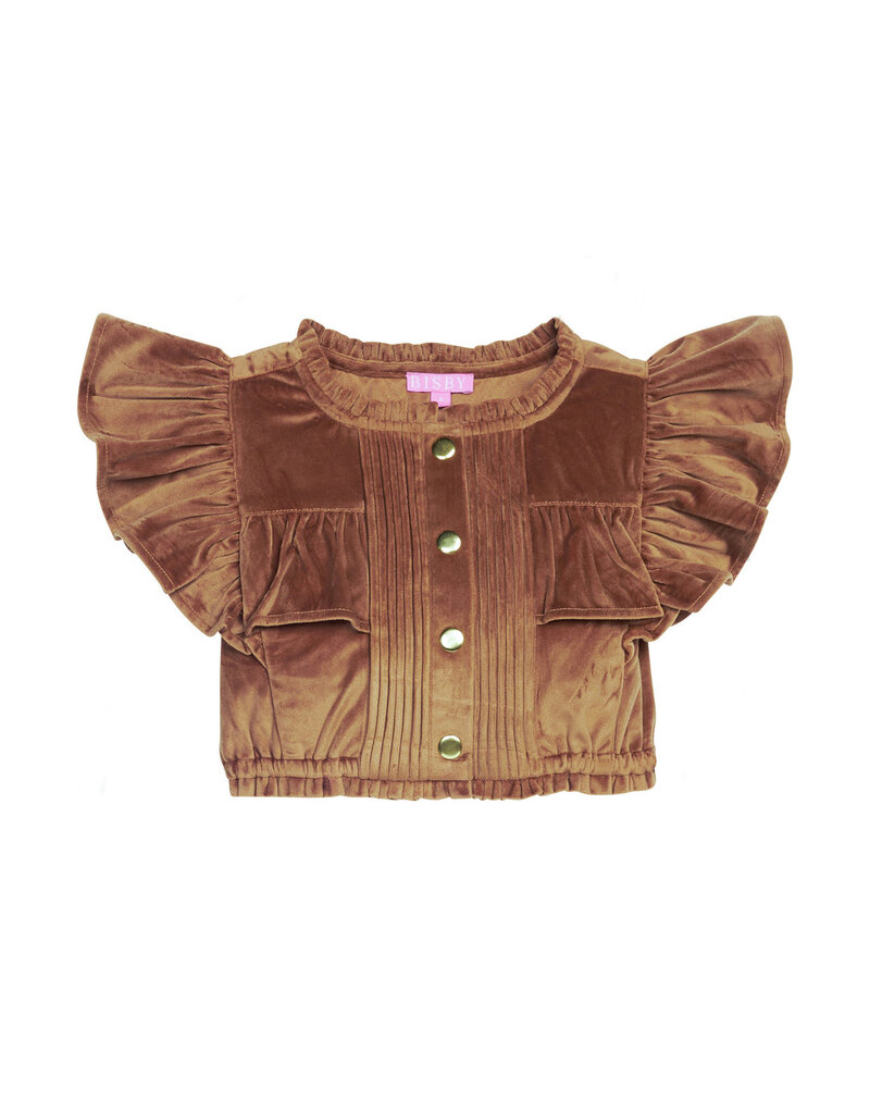 Bisby Annie Top - Brown Faux Suede