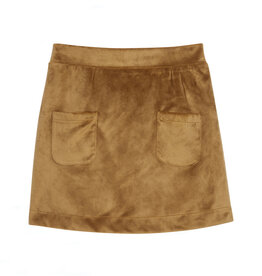 Bisby Mini Skort - Brown Faux Suede