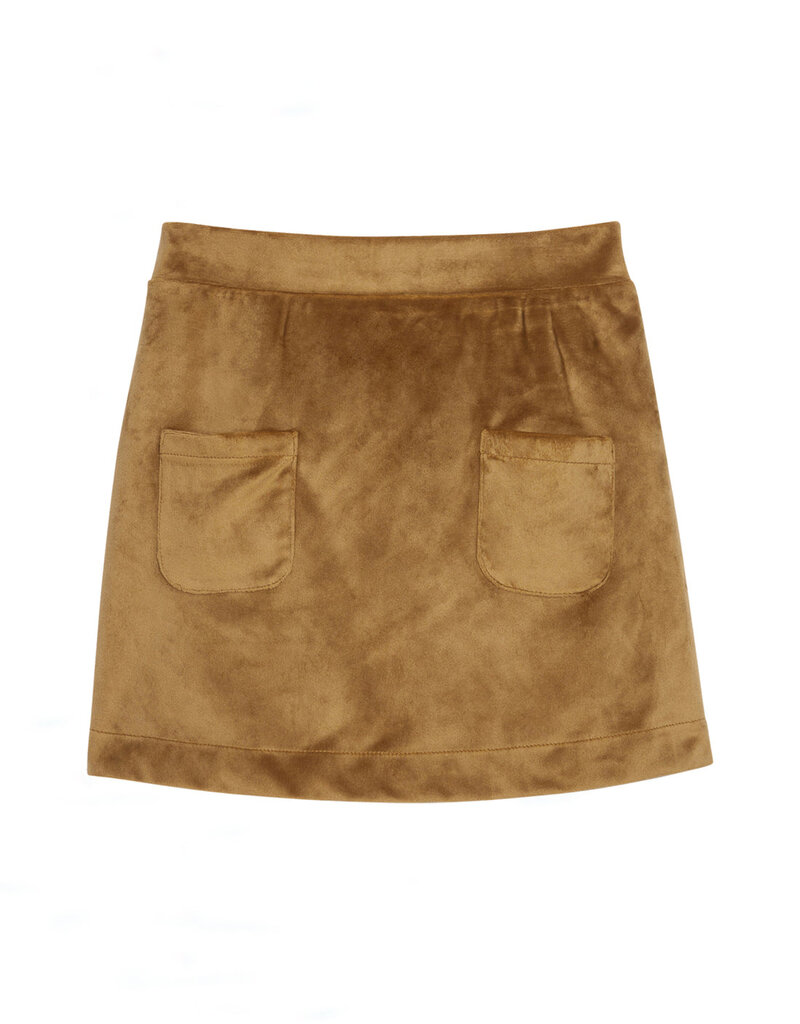 Bisby Mini Skort - Brown Faux Suede