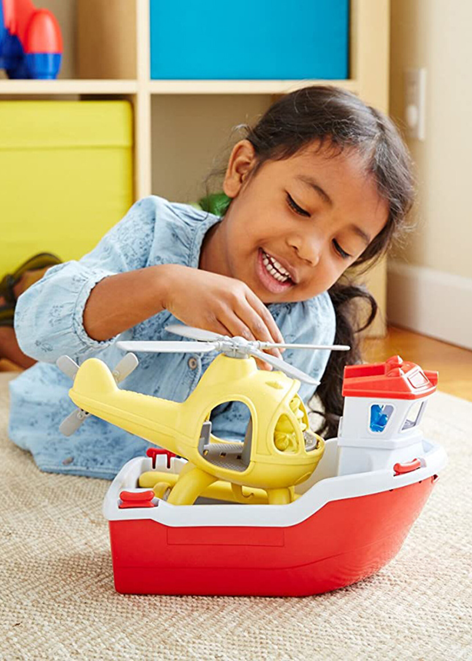 Green Toys Rescue Boat & Helicopter
