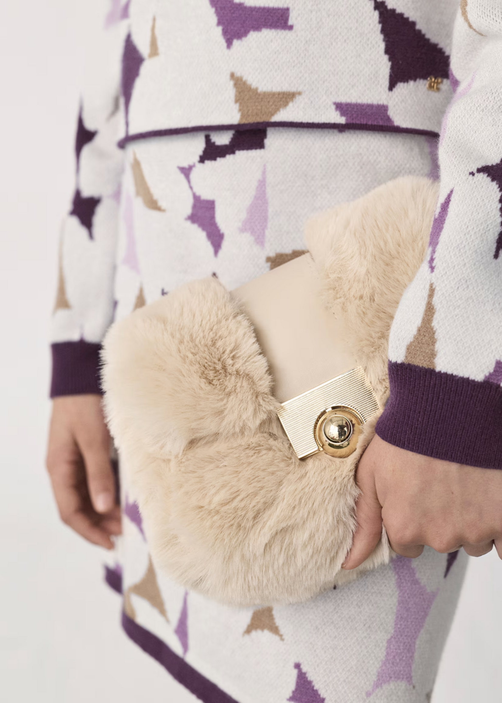 Abel & Lula Faux Fur Purse Cream