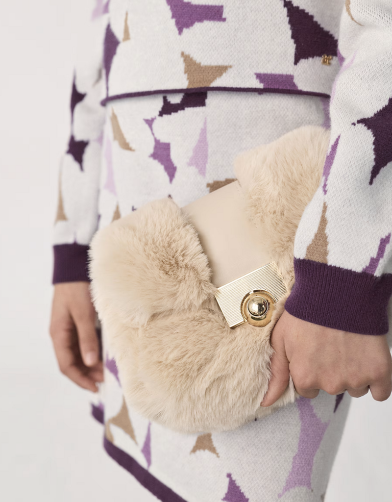Abel & Lula Faux Fur Purse Cream