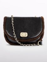 Abel & Lula Mixed Faux Shearling Bag Brown