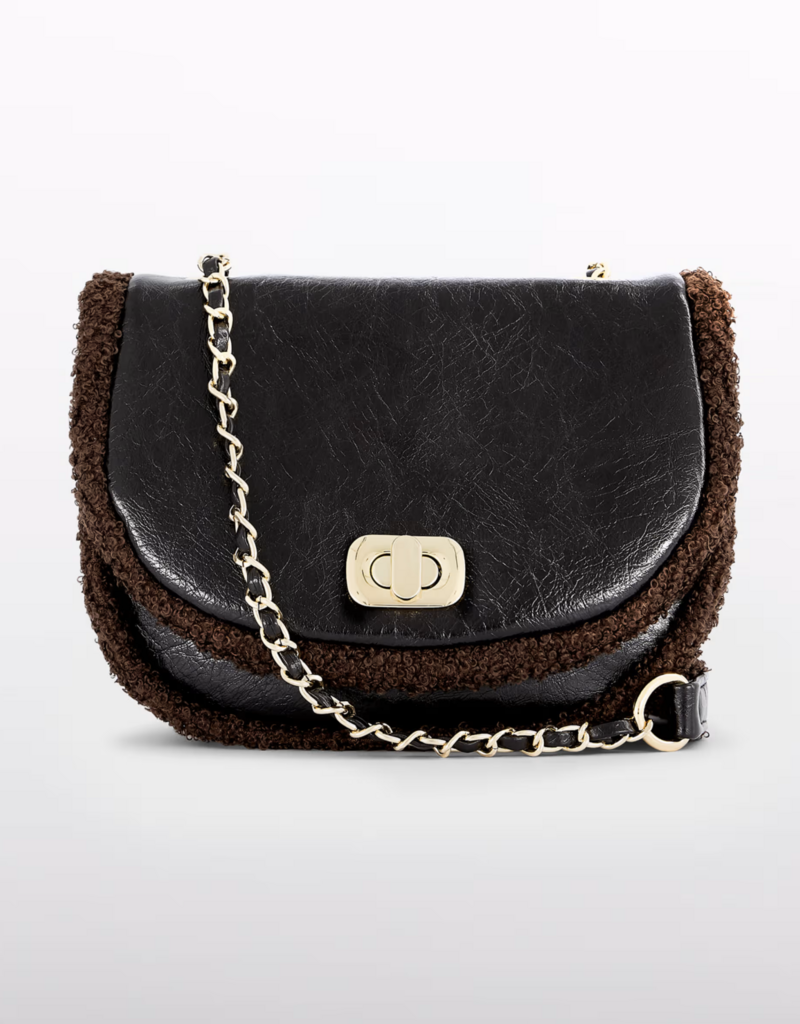 Abel & Lula Mixed Faux Shearling Bag Brown