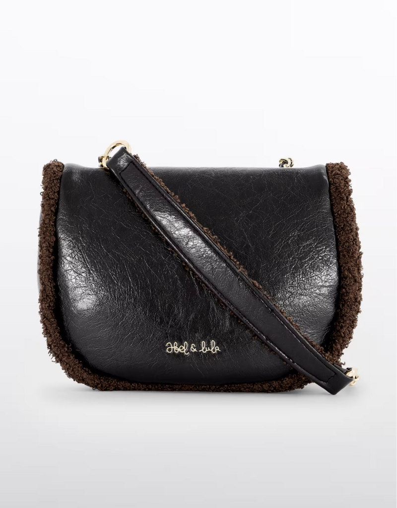 Abel & Lula Mixed Faux Shearling Bag Brown