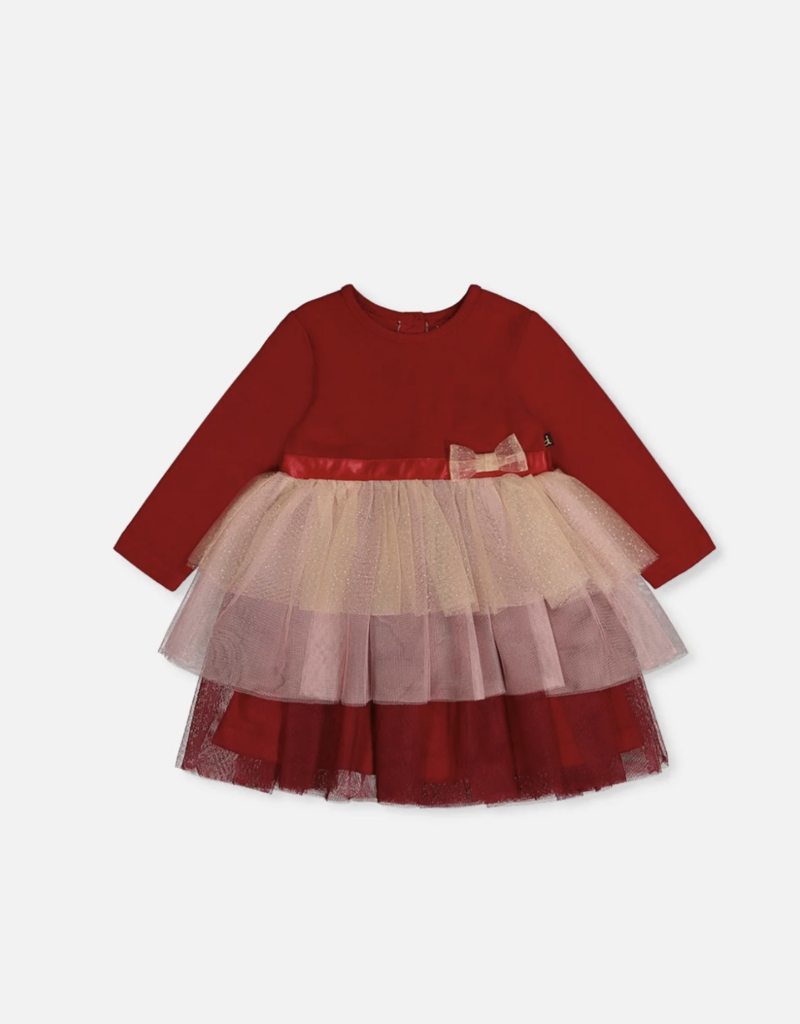 Deux par Deux Dress w/Glittering Skirt Jester Red