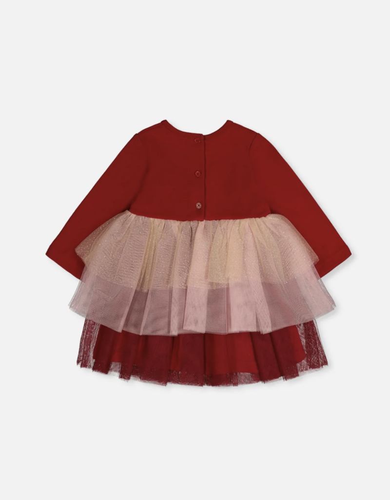 Deux par Deux Dress w/Glittering Skirt Jester Red