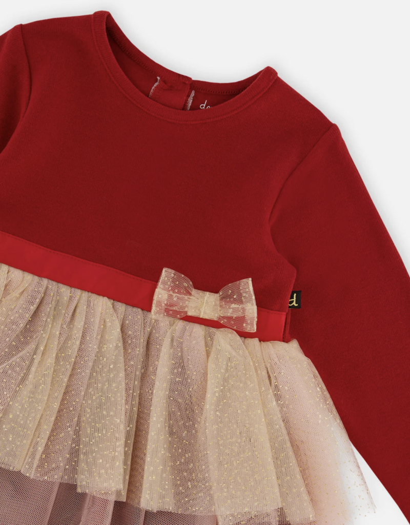 Deux par Deux Dress w/Glittering Skirt Jester Red