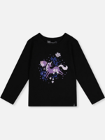Deux par Deux Organic Jersey T-Shirt Black w/Sparkle Unicorn