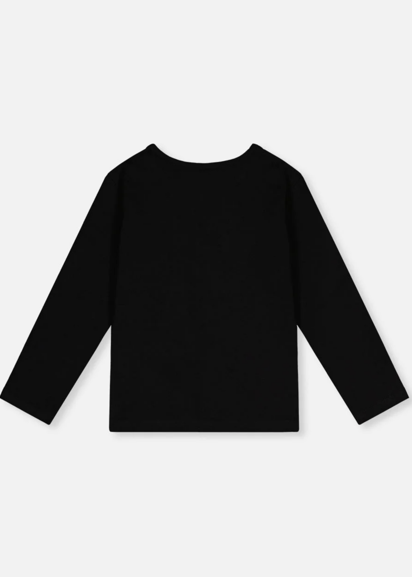 Deux par Deux Organic Jersey T-Shirt Black w/Sparkle Unicorn