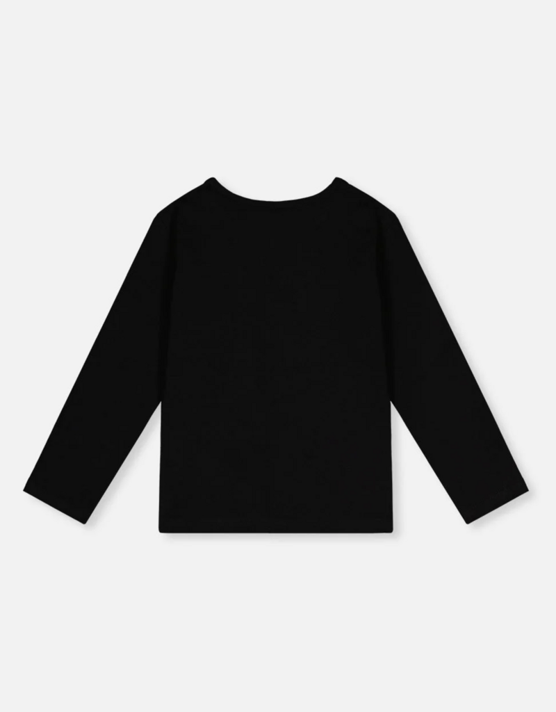 Deux par Deux Organic Jersey T-Shirt Black w/Sparkle Unicorn
