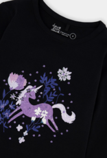 Deux par Deux Organic Jersey T-Shirt Black w/Sparkle Unicorn