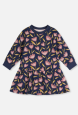 Deux par Deux French Terry Dress Printed Tulips