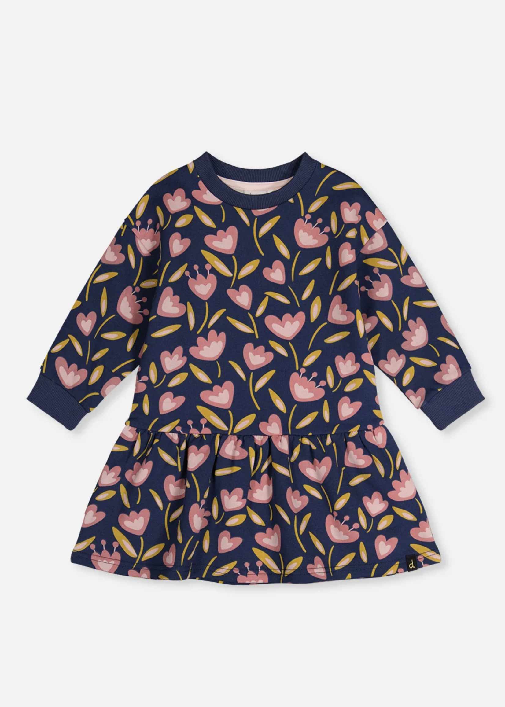 Deux par Deux French Terry Dress Printed Tulips
