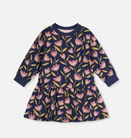 Deux par Deux French Terry Dress Printed Tulips
