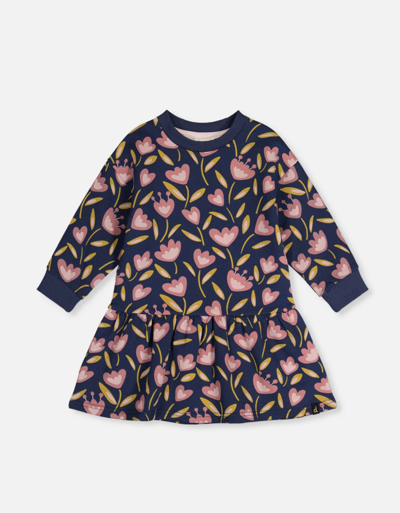 Deux par Deux French Terry Dress Printed Tulips