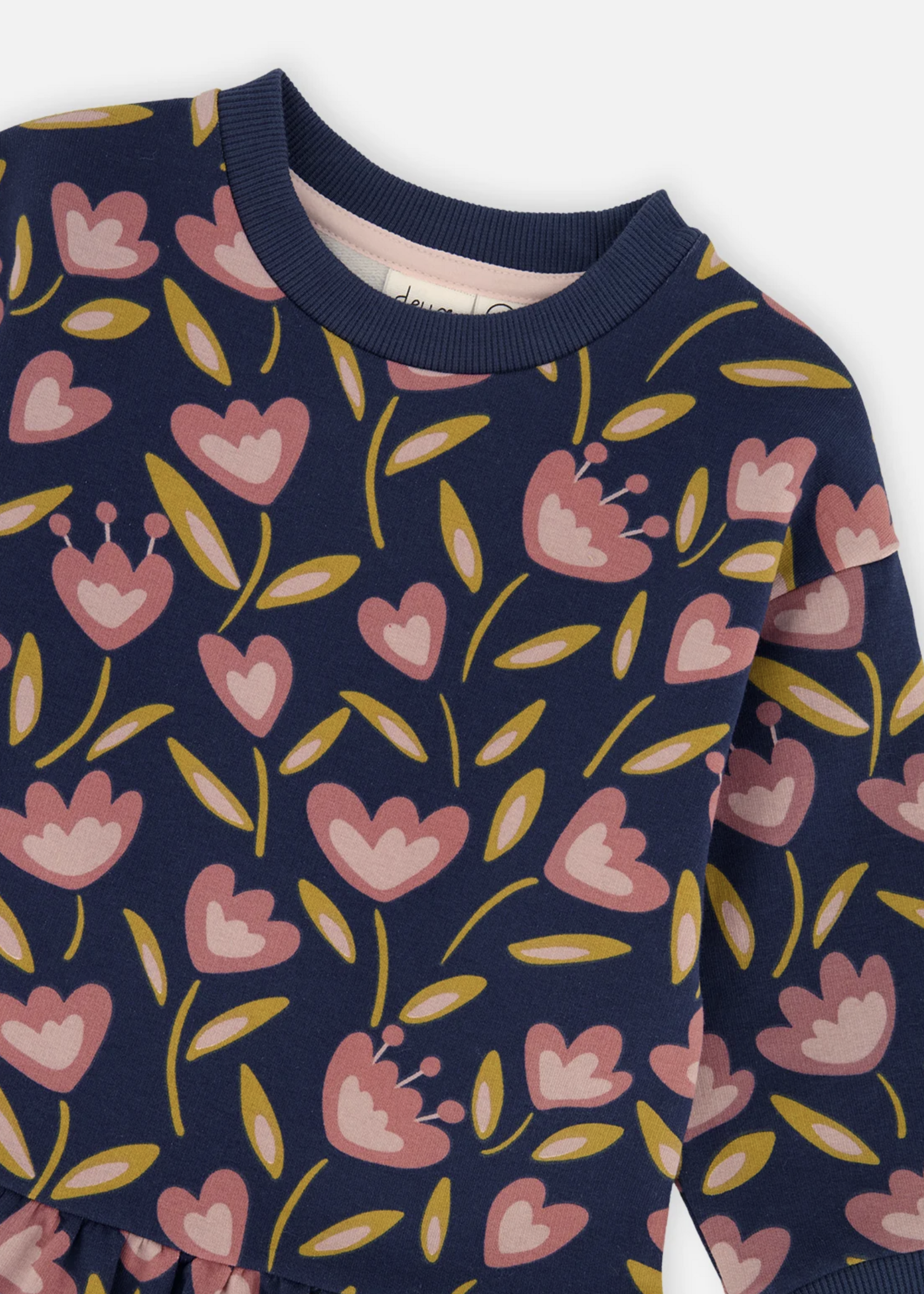 Deux par Deux French Terry Dress Printed Tulips