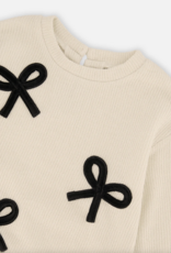 Deux par Deux Sweatshirt w/Bows Off White