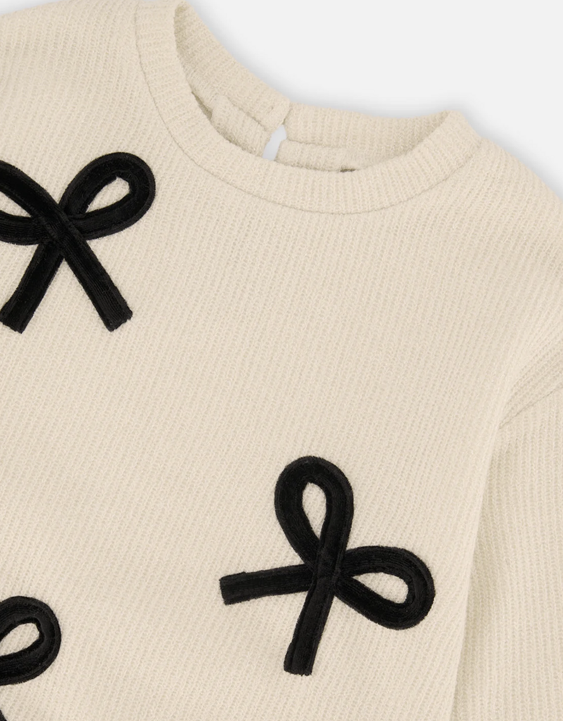 Deux par Deux Sweatshirt w/Bows Off White