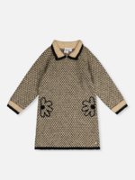Deux par Deux Knit Dress w/Collar Brown Black