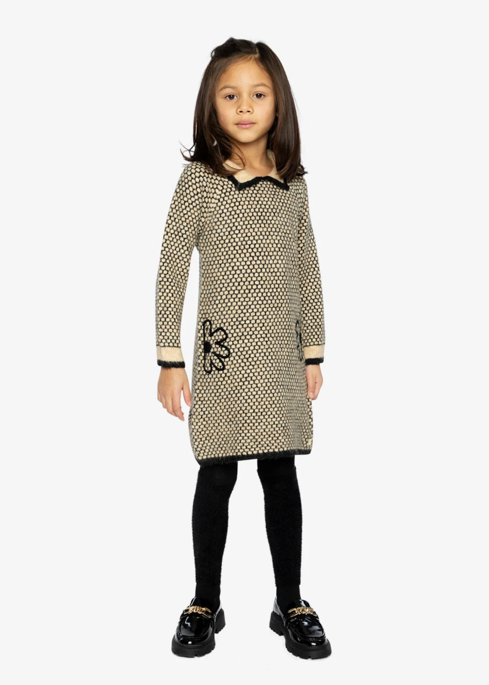 Deux par Deux Knit Dress w/Collar Brown Black