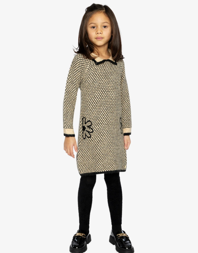 Deux par Deux Knit Dress w/Collar Brown Black