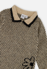 Deux par Deux Knit Dress w/Collar Brown Black