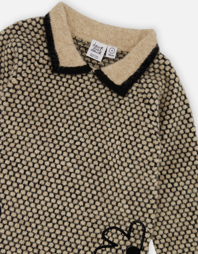 Deux par Deux Knit Dress w/Collar Brown Black