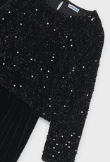 Mayoral Black Velvet Sequin Jumpsuit