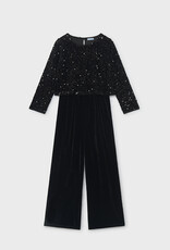 Mayoral Black Velvet Sequin Jumpsuit
