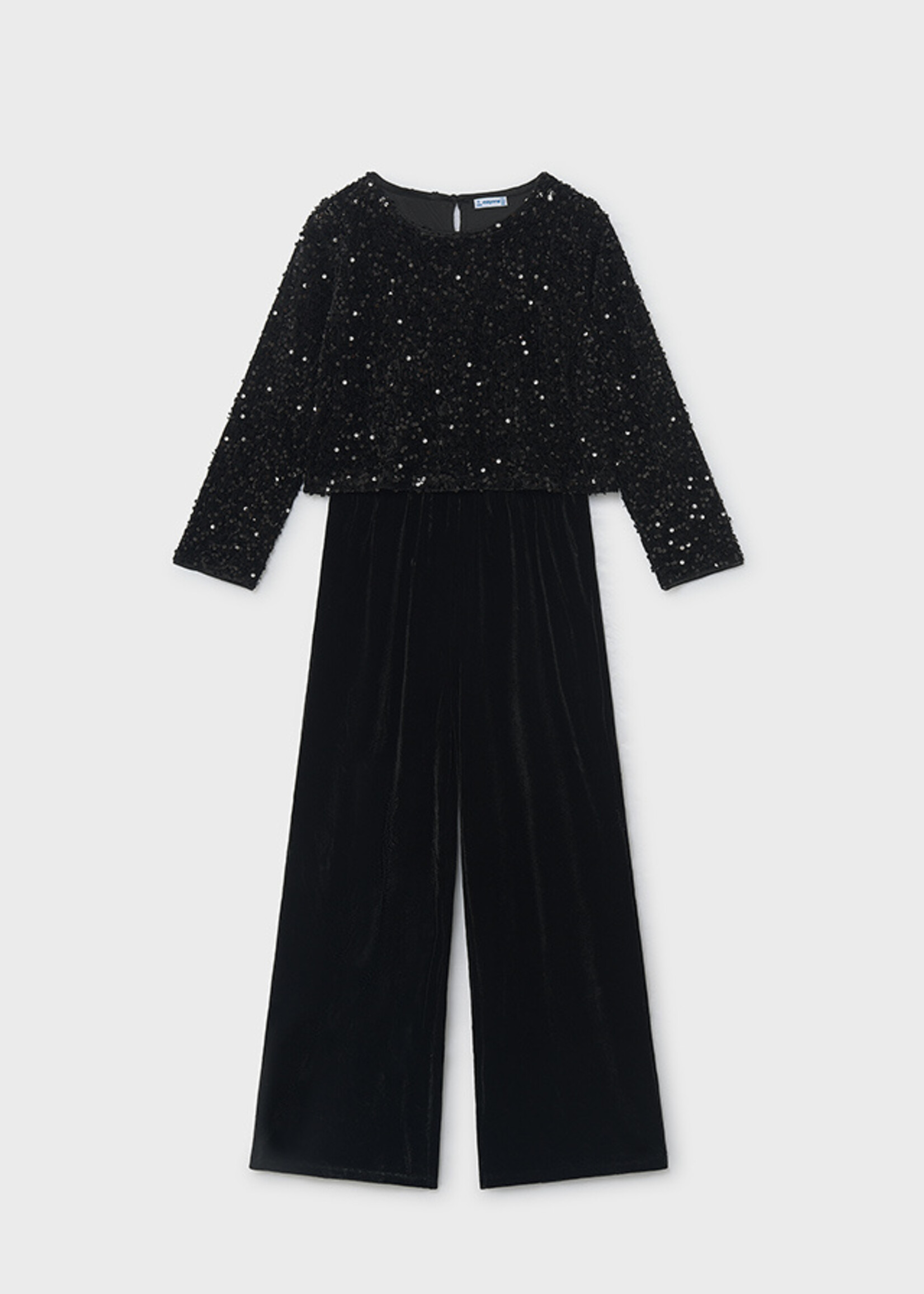 Mayoral Black Velvet Sequin Jumpsuit