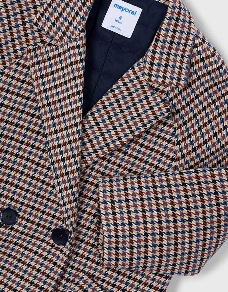 Mayoral Wool Brown Plaid Coat