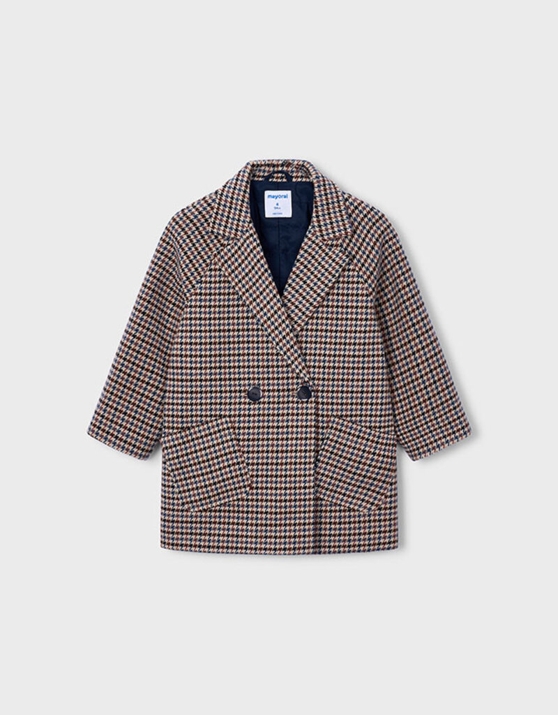 Mayoral Wool Brown Plaid Coat