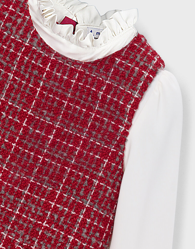 Mayoral Tweed Red Pinafore Dress