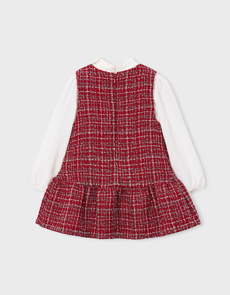 Mayoral Tweed Red Pinafore Dress