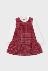 Mayoral Tweed Red Pinafore Dress