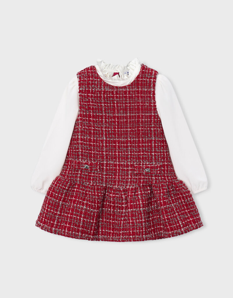 Mayoral Tweed Red Pinafore Dress
