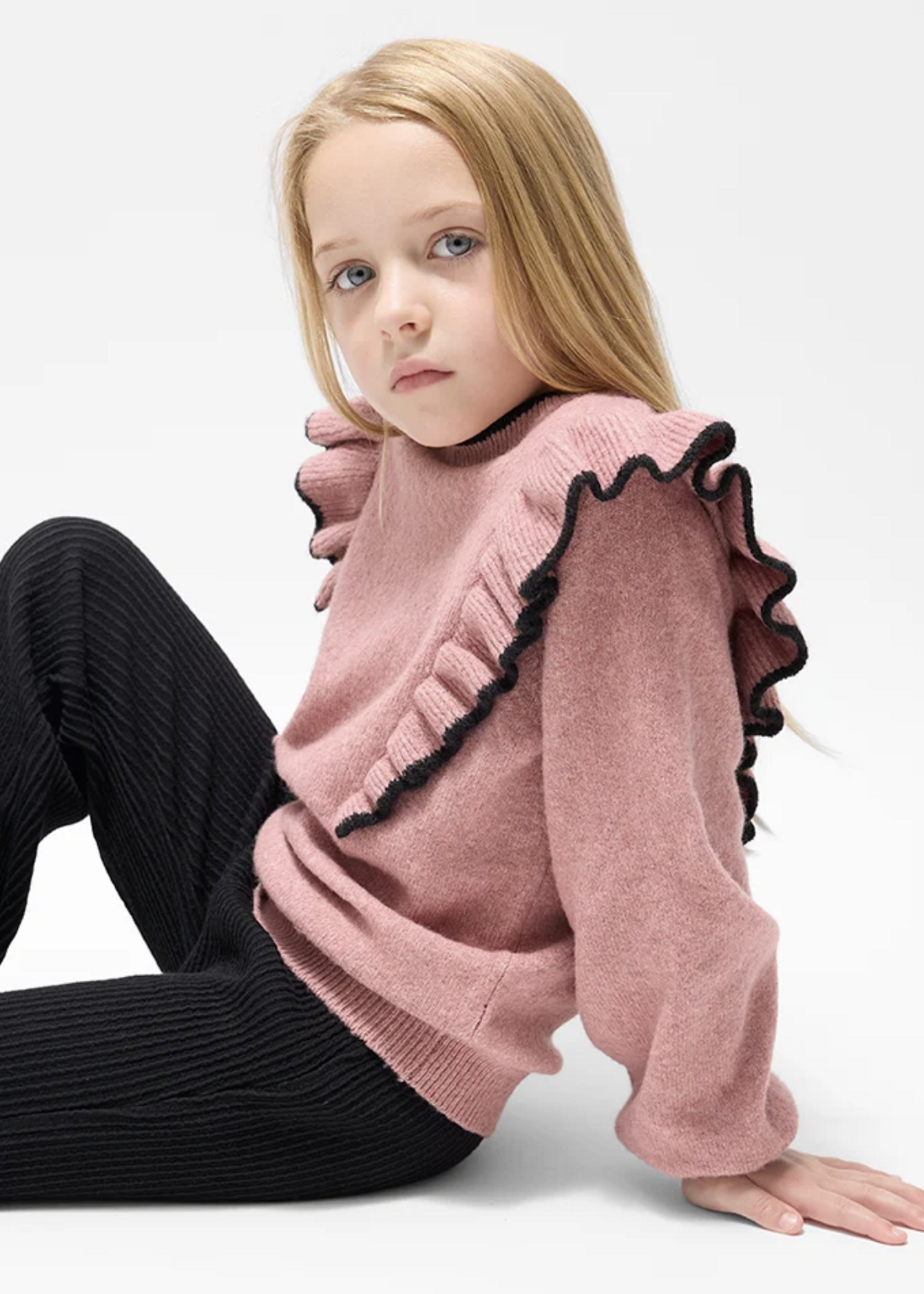 miles the label Miles Pink Ruffle Sweater