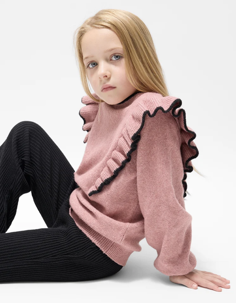 miles the label Miles Pink Ruffle Sweater