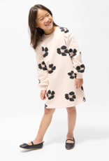miles the label Bold Flower Print Almond Fleece Sweater Dress