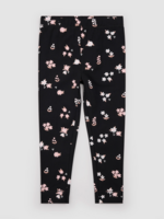 miles the label Pink Flowers Print Black Leggings