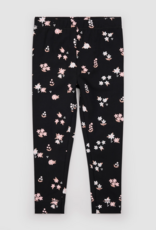 miles the label Pink Flowers Print Black Leggings