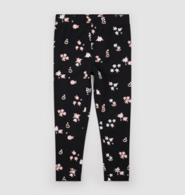 miles the label Pink Flowers Print Black Leggings