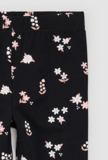 miles the label Pink Flowers Print Black Leggings