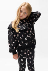 miles the label Pink Flowers Print Black Leggings