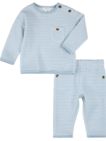 Petit Lem L/S TOP PANT KNIT SET BLUE STRIPES