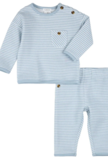 Petit Lem L/S TOP PANT KNIT SET BLUE STRIPES