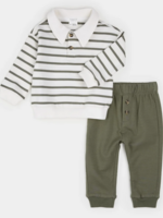 Petit Lem 2PC SET SWEATSHIRT/PANTS SAGE STRIPE