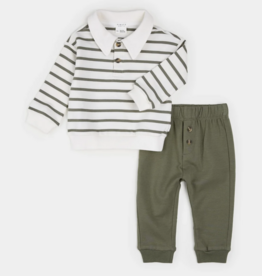 Petit Lem 2PC SET SWEATSHIRT/PANTS SAGE STRIPE