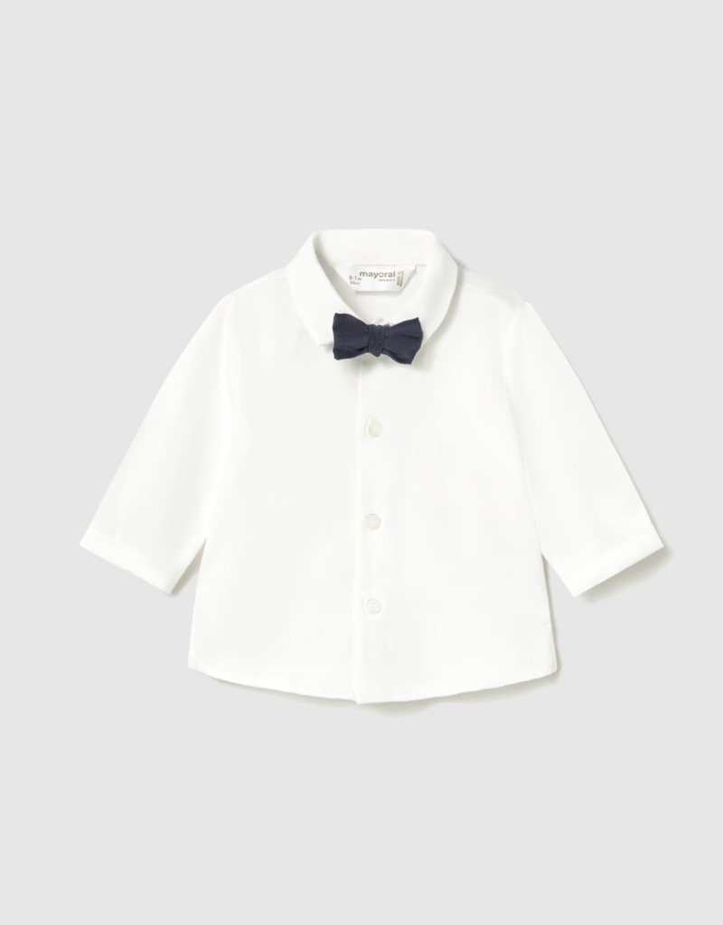 Mayoral White L/S Shirt w/Bow Tie